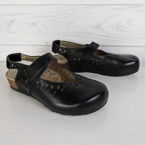 Aetrex Cheryl Black Leather Clog Mary Jane US 5.5